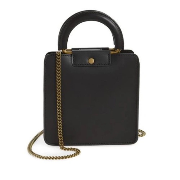 Madewell Handbags - NWT The Irvine Square Leather Crossbody Bag with Antique Gold Chain Strap